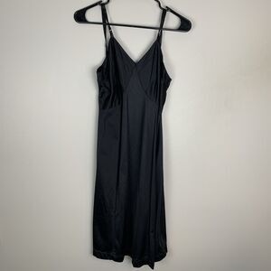 Vintage 50s Sears Black Slip Dress Size 36 Lightweight Nylon